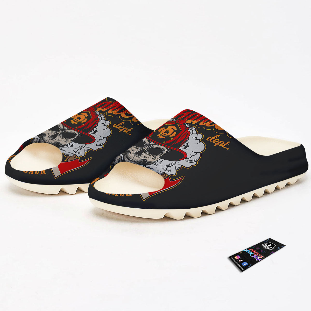 Skull Firefighter Department Print Sandals-grizzshop