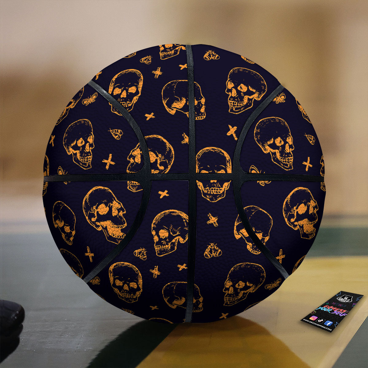 Skull Halloween Print Pattern Basketball