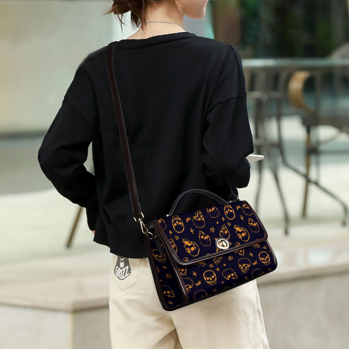 Skull Halloween Print Pattern Women's Satchel Bag