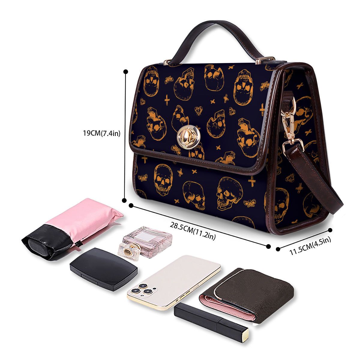 Skull Halloween Print Pattern Women's Satchel Bag