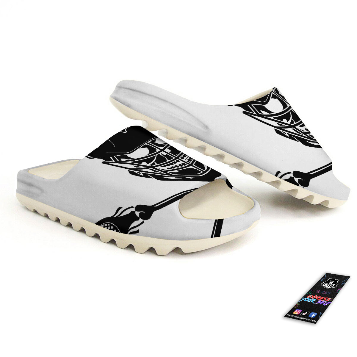 Skull Lacrosse Print Sandals-grizzshop