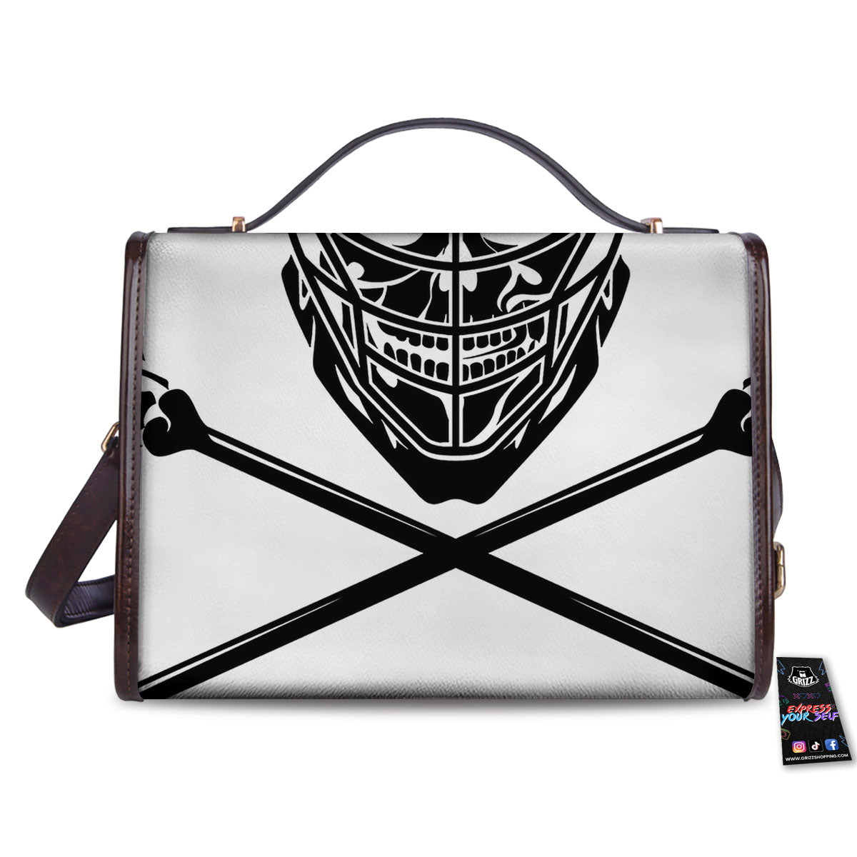 Skull Lacrosse Print Women's Satchel Bag