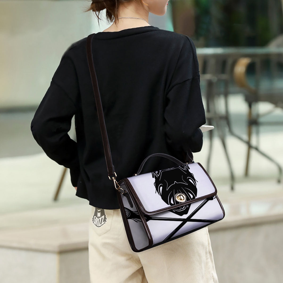 Skull Lacrosse Print Women's Satchel Bag