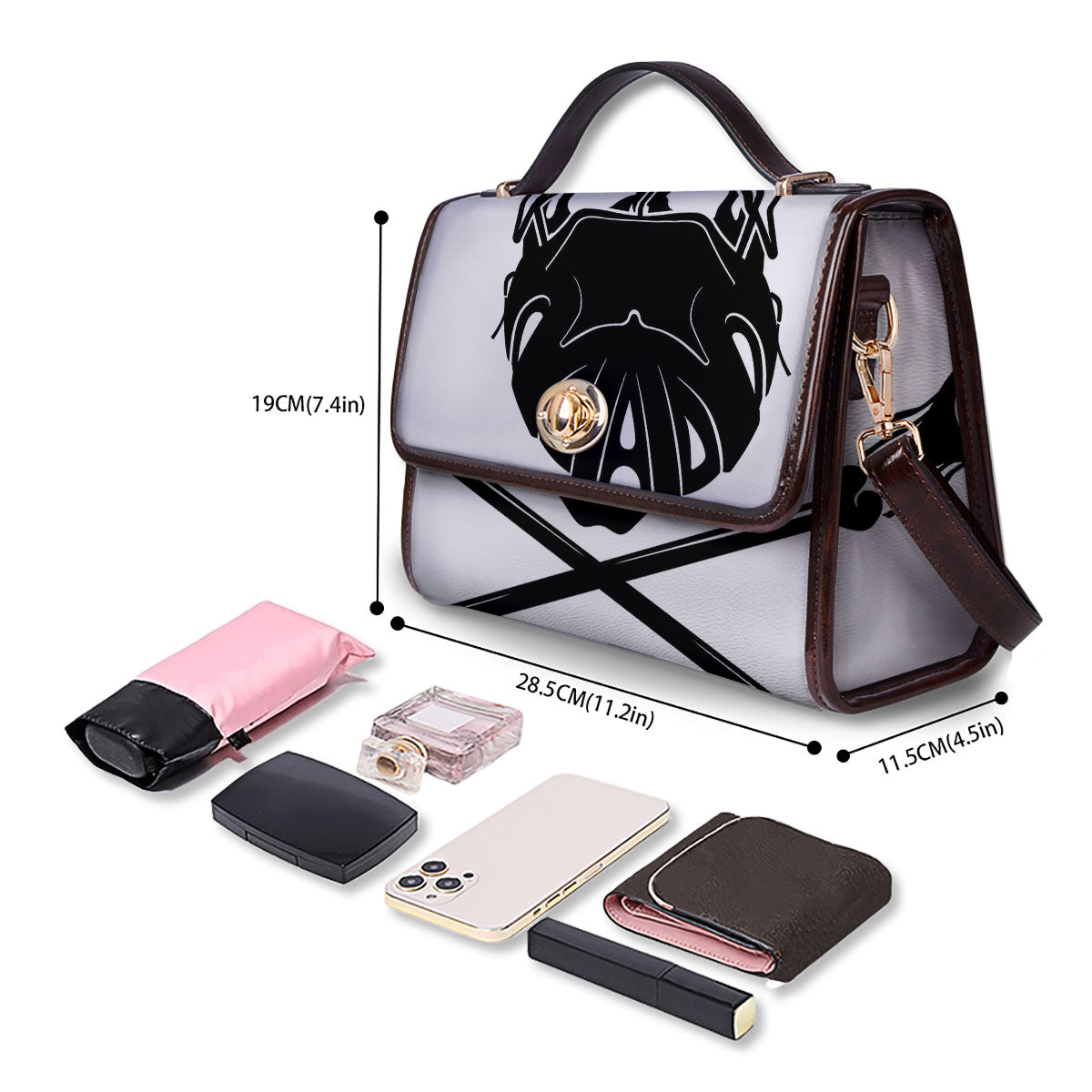 Skull Lacrosse Print Women's Satchel Bag
