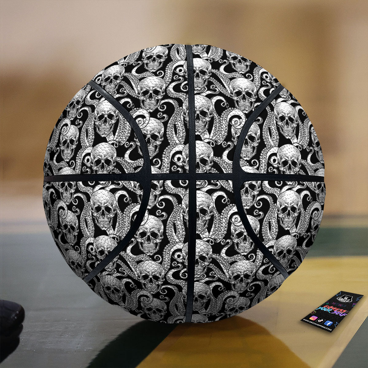 Skull Octopus Tentacles Print Pattern Basketball