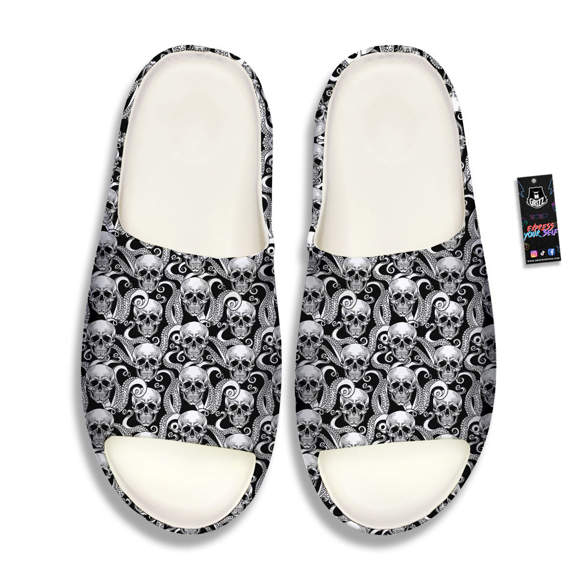 Skull Octopus Tentacles Print Pattern Sandals-grizzshop