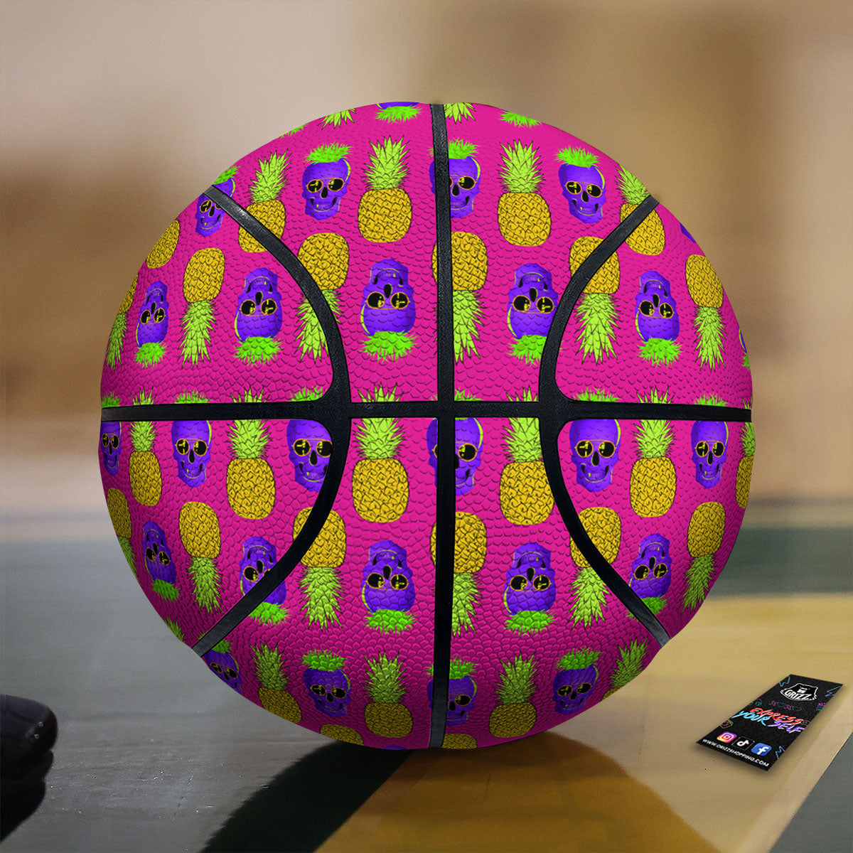 Skull Pineapple Print Pattern Basketball