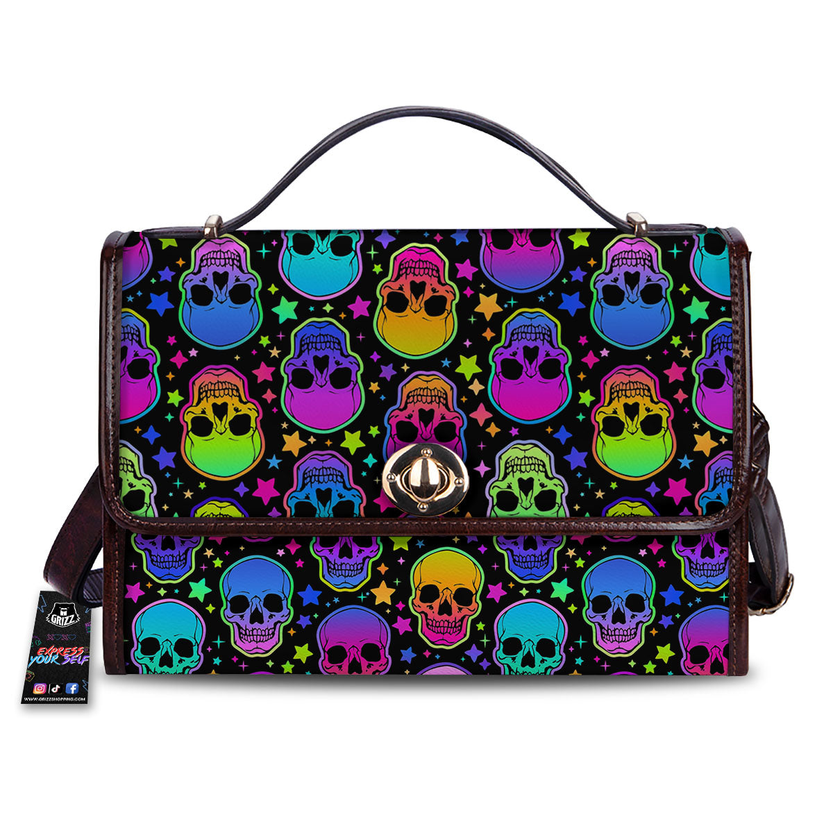 Skull Psychedelic Print Pattern Women's Satchel Bag