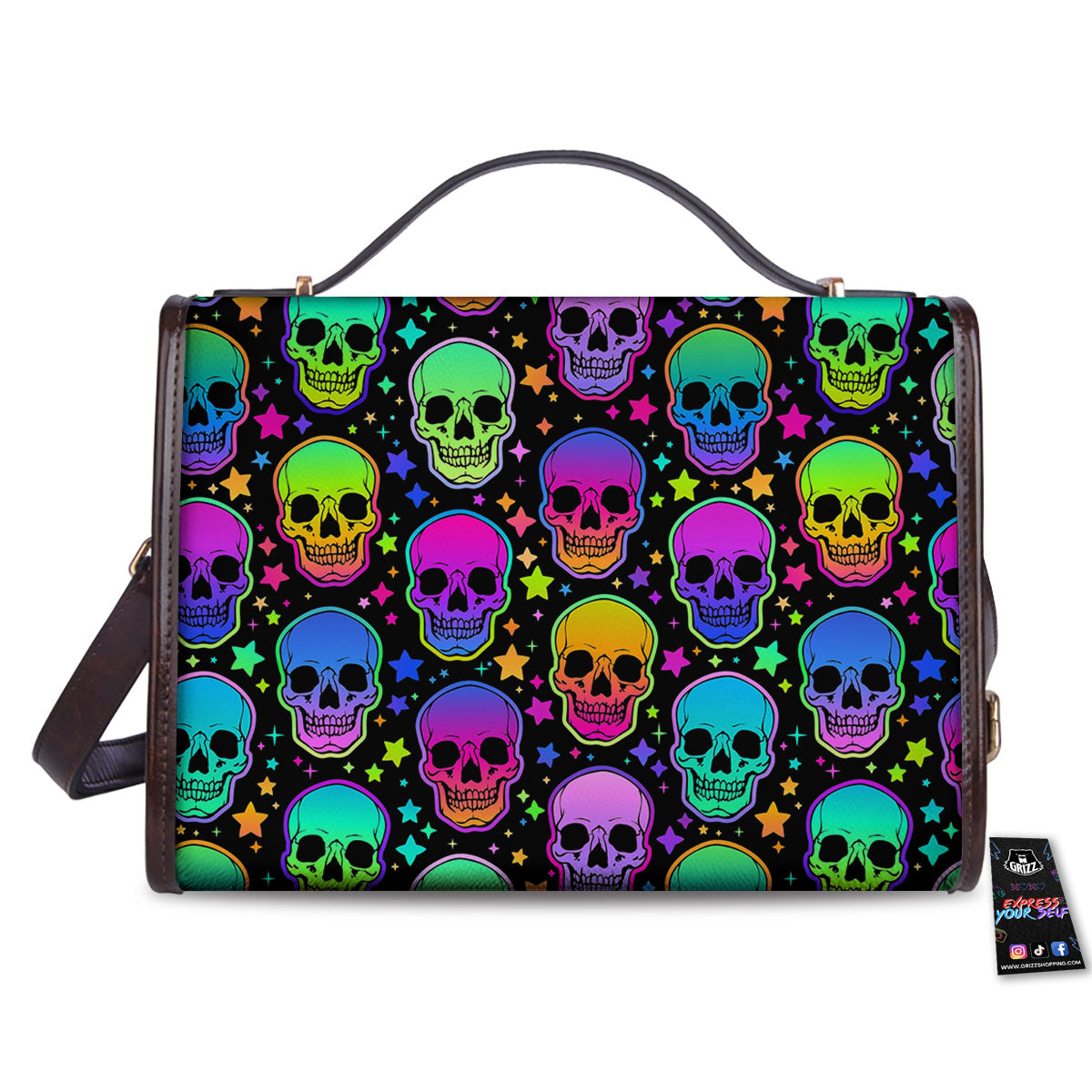 Skull Psychedelic Print Pattern Women's Satchel Bag