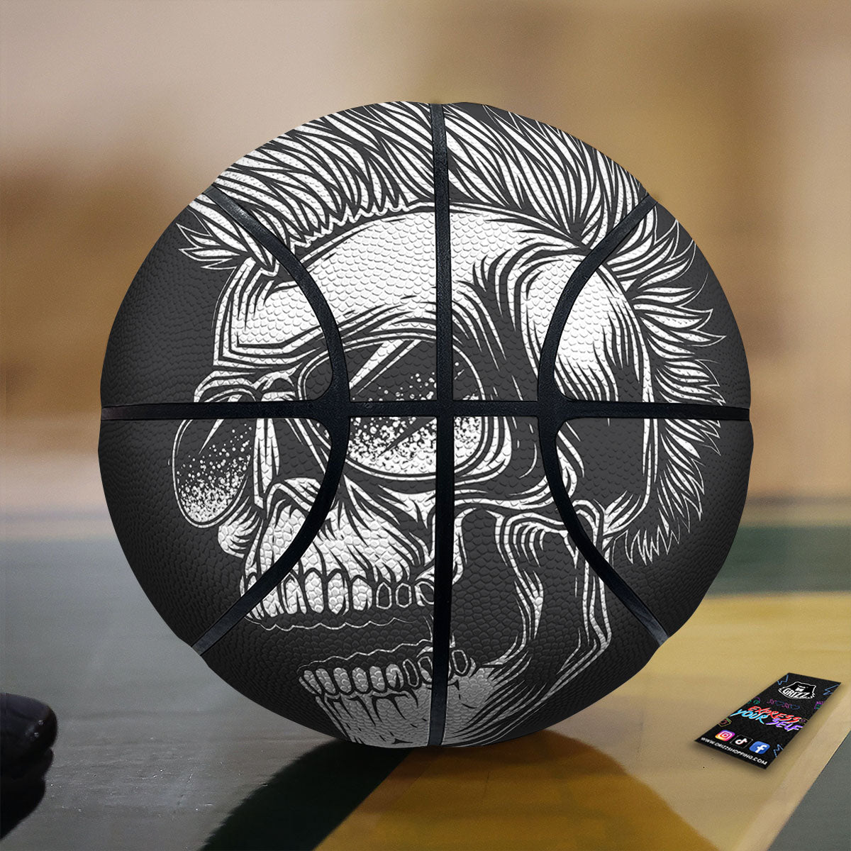 Skull Punk Monochrome Print Basketball