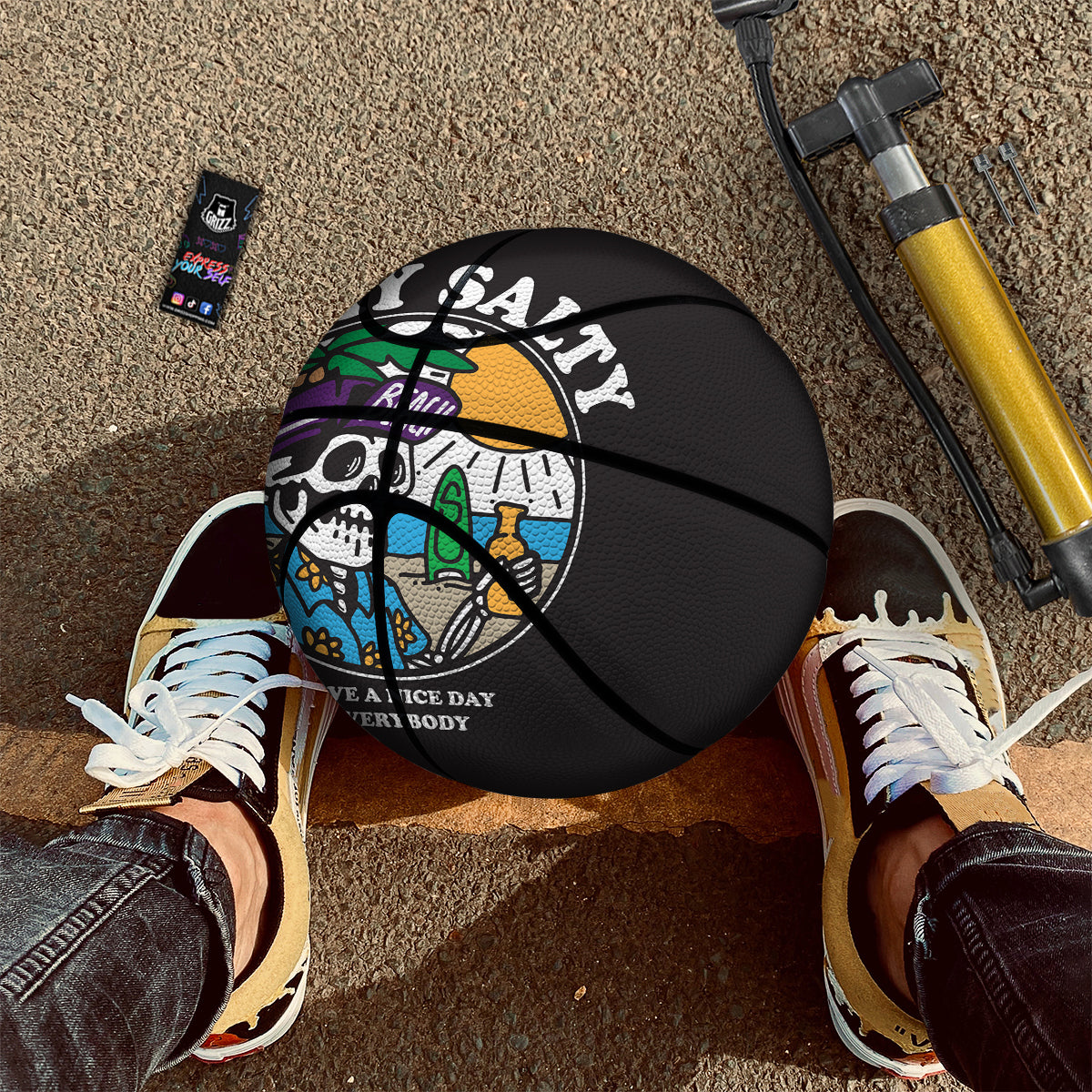 Skull Relax On Beach Print Basketball