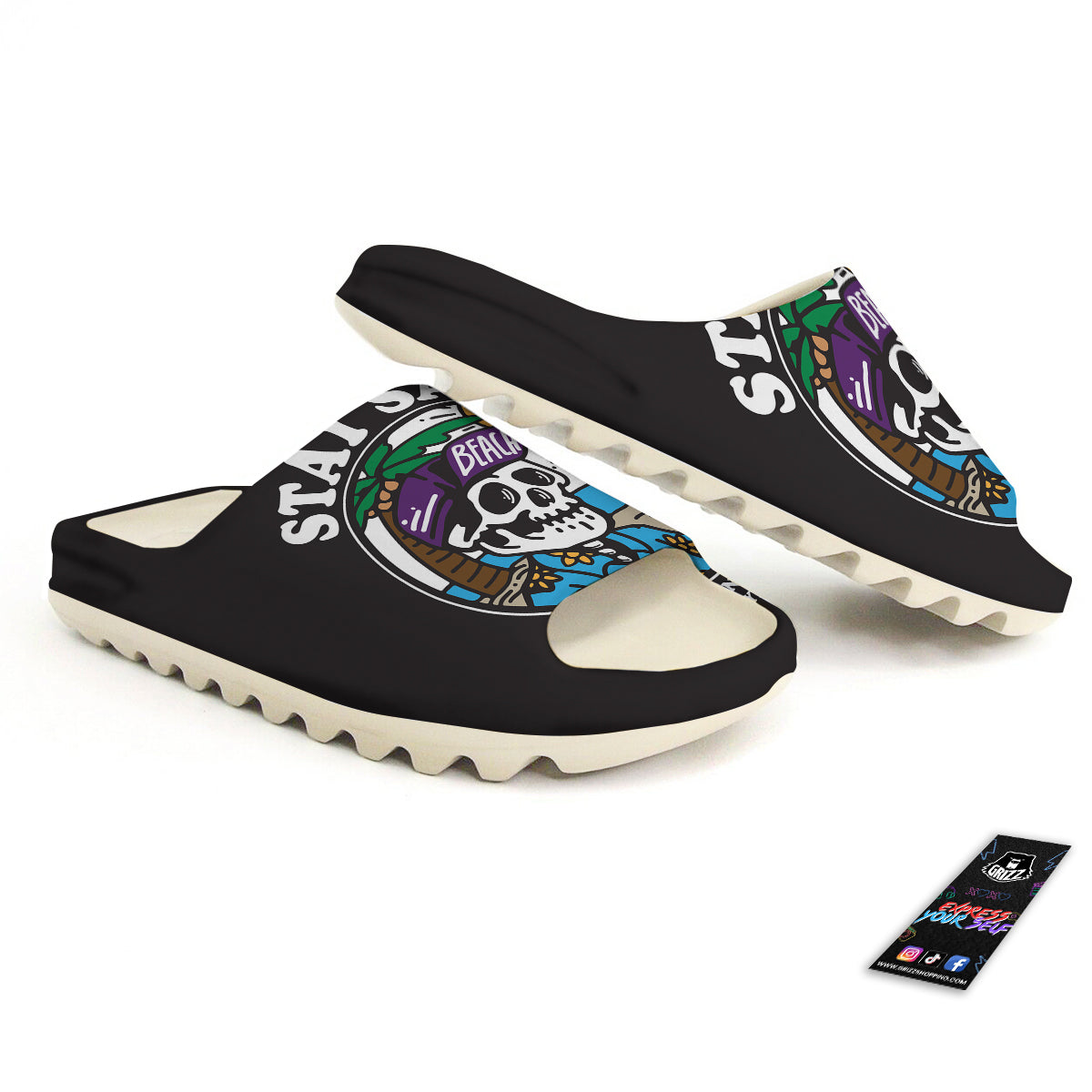 Skull Relax On Beach Print Sandals-grizzshop