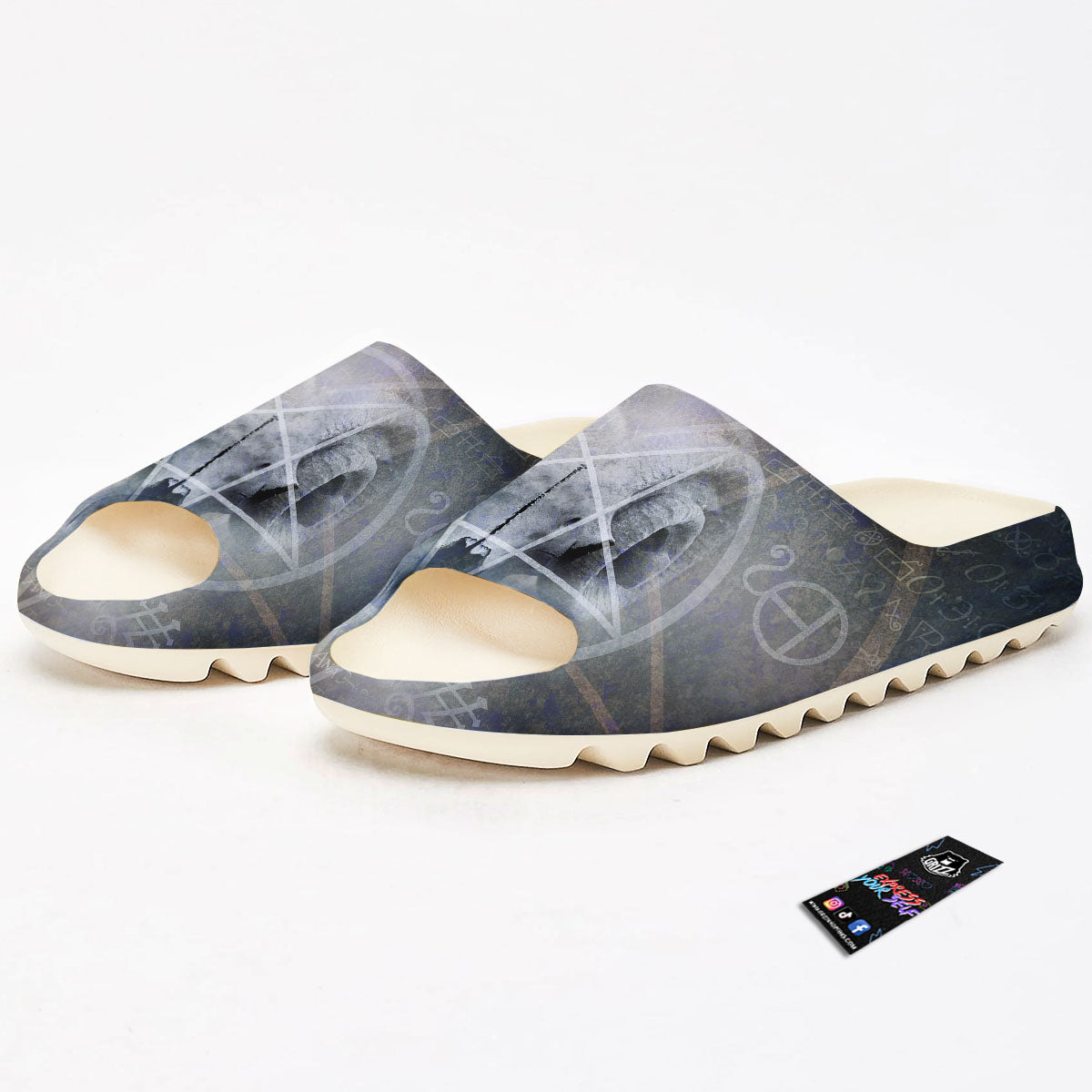 Skull Satanic Pentagram Print Sandals-grizzshop