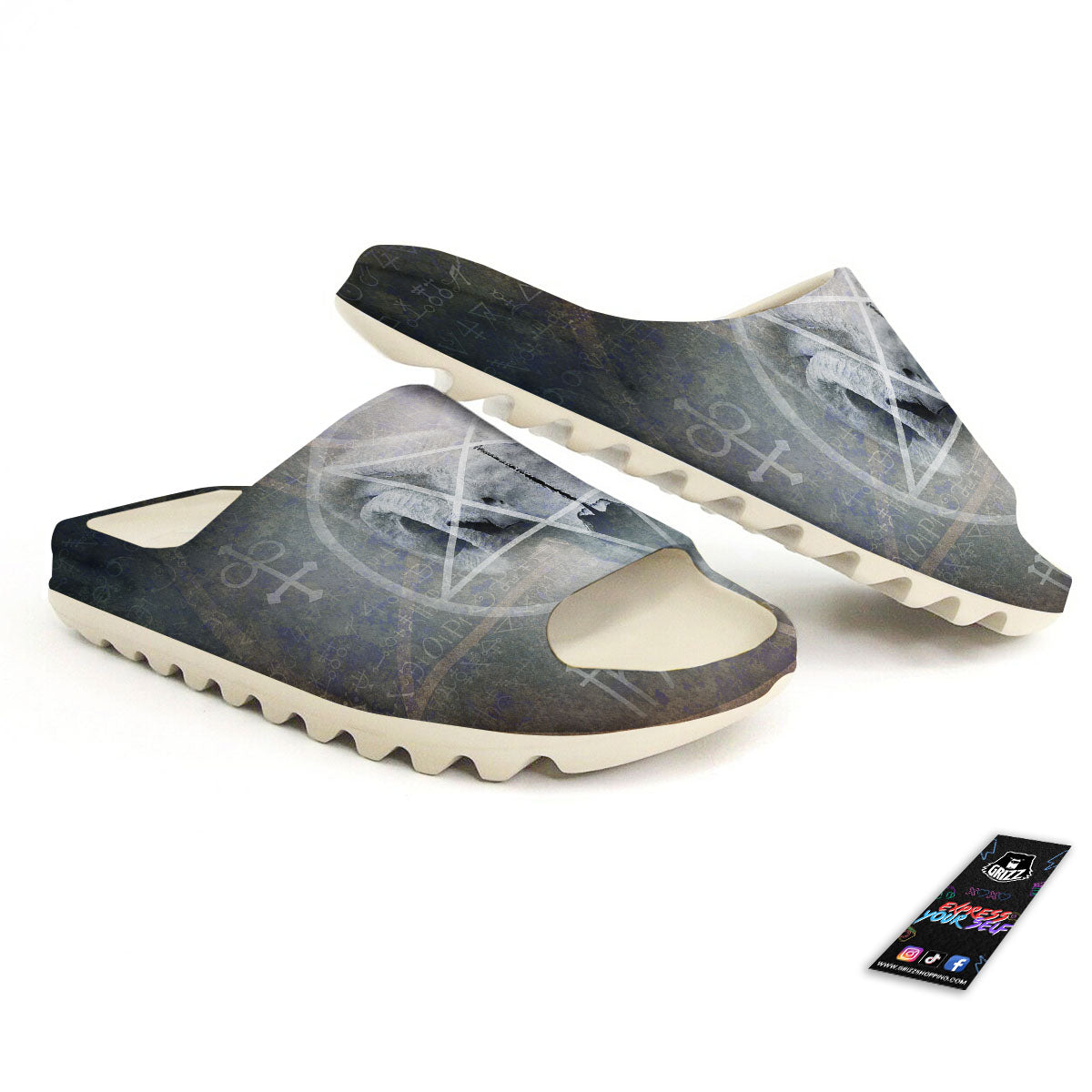 Skull Satanic Pentagram Print Sandals-grizzshop