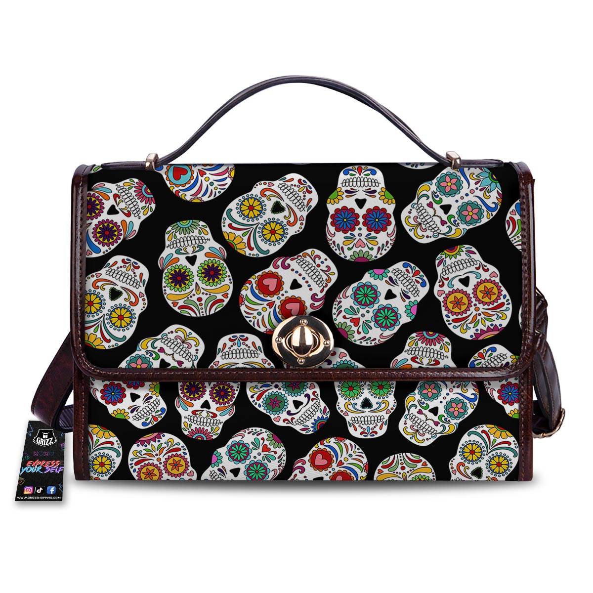 Skull Sugar Print Pattern Women's Satchel Bag