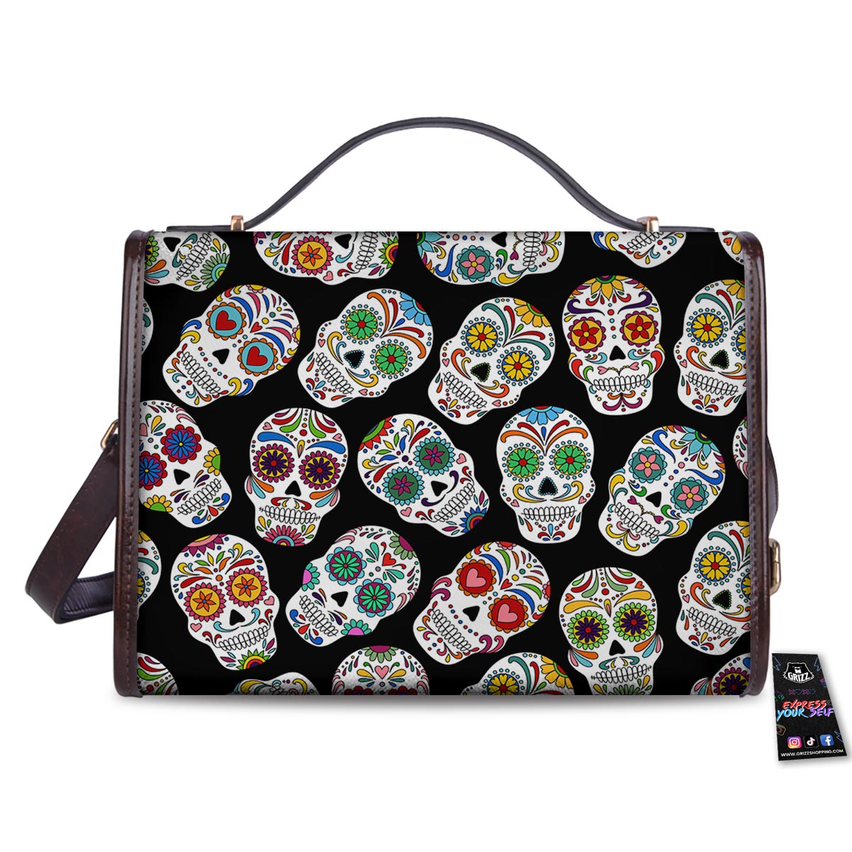 Skull Sugar Print Pattern Women's Satchel Bag