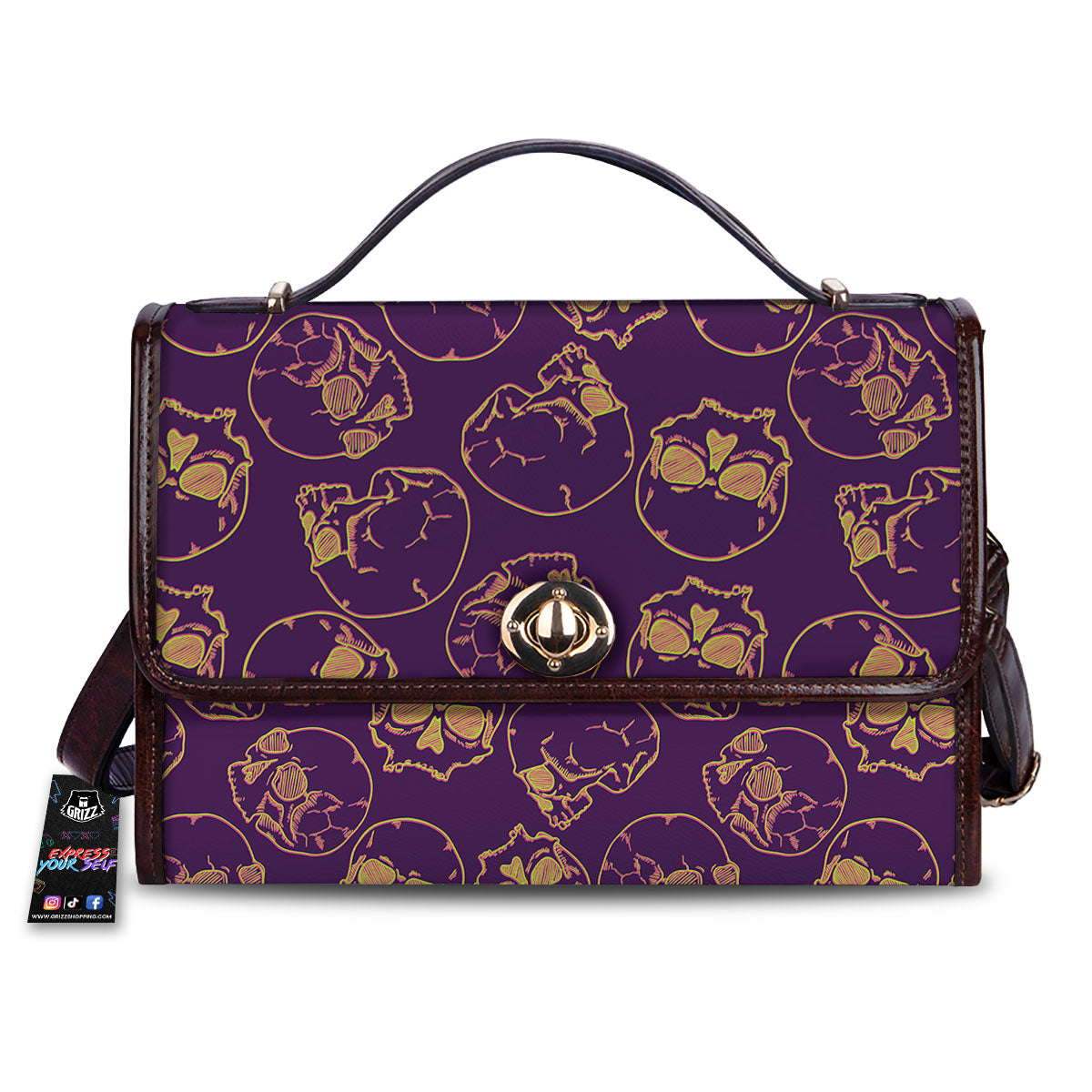 Skull Teal And Purple Print Pattern Women's Satchel Bag