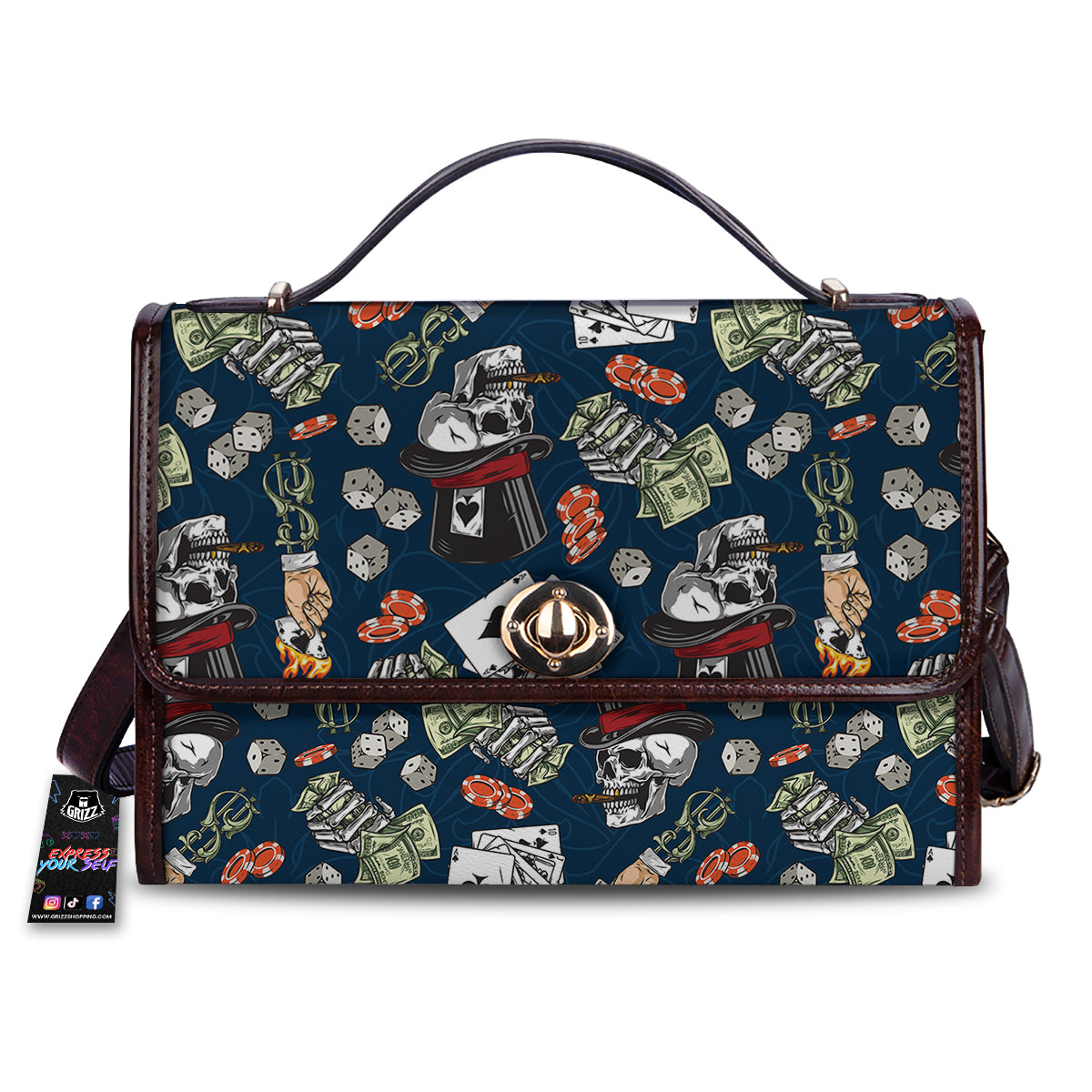 Skull Vintage Print Pattern Women's Satchel Bag