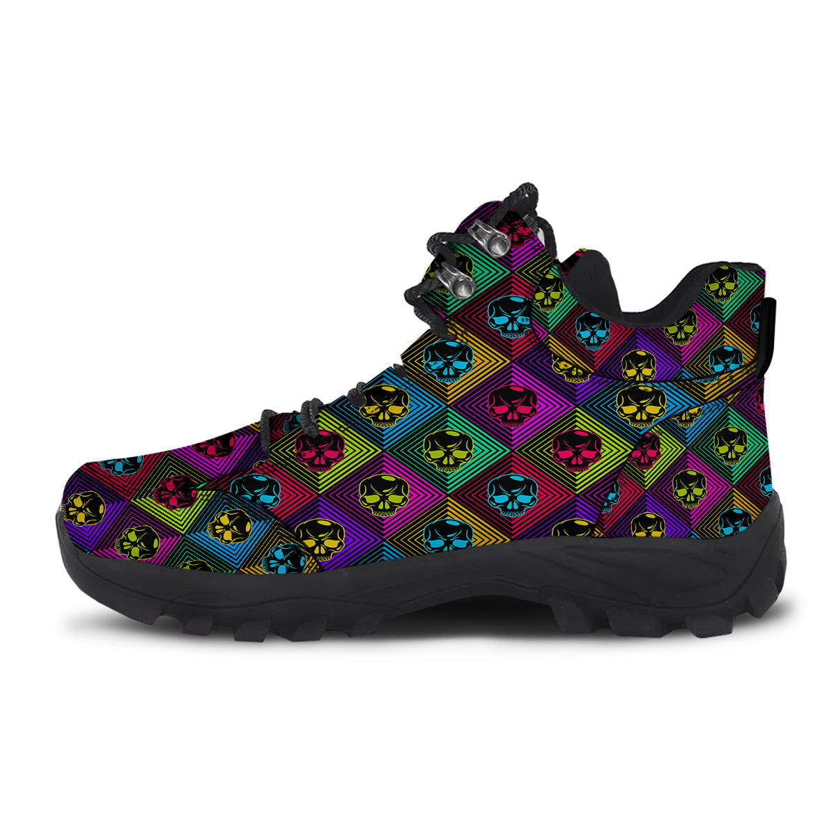 Skulls Hard Rock Colorful Print Pattern Hiking Shoes-grizzshop