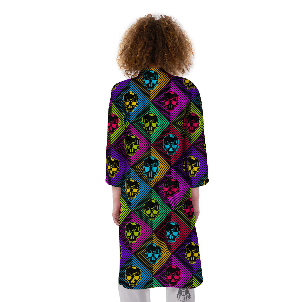 Skulls Hard Rock Colorful Print Pattern Kimono-grizzshop