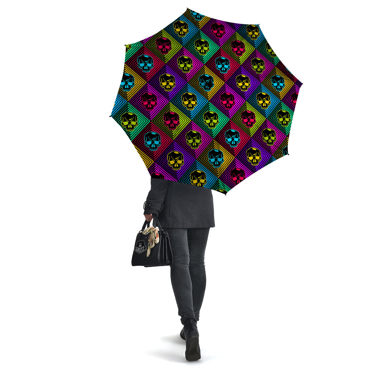 Skulls Hard Rock Colorful Print Pattern Umbrella-grizzshop