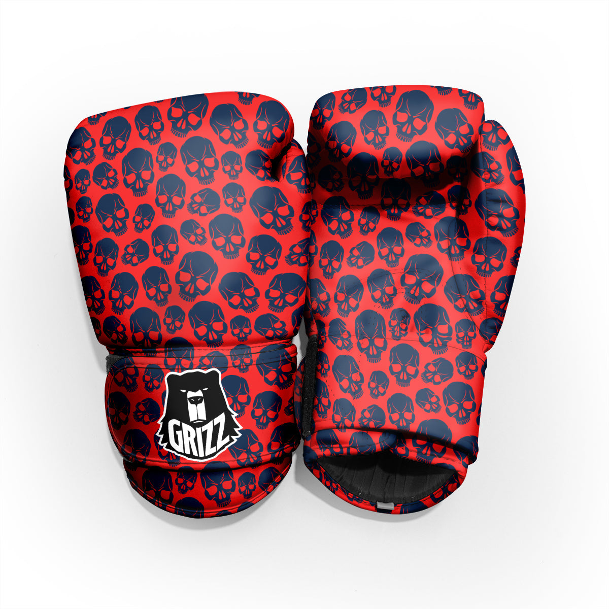 Skulls Red And Blue Hard Rock Print Pattern Pro Boxing Glove
