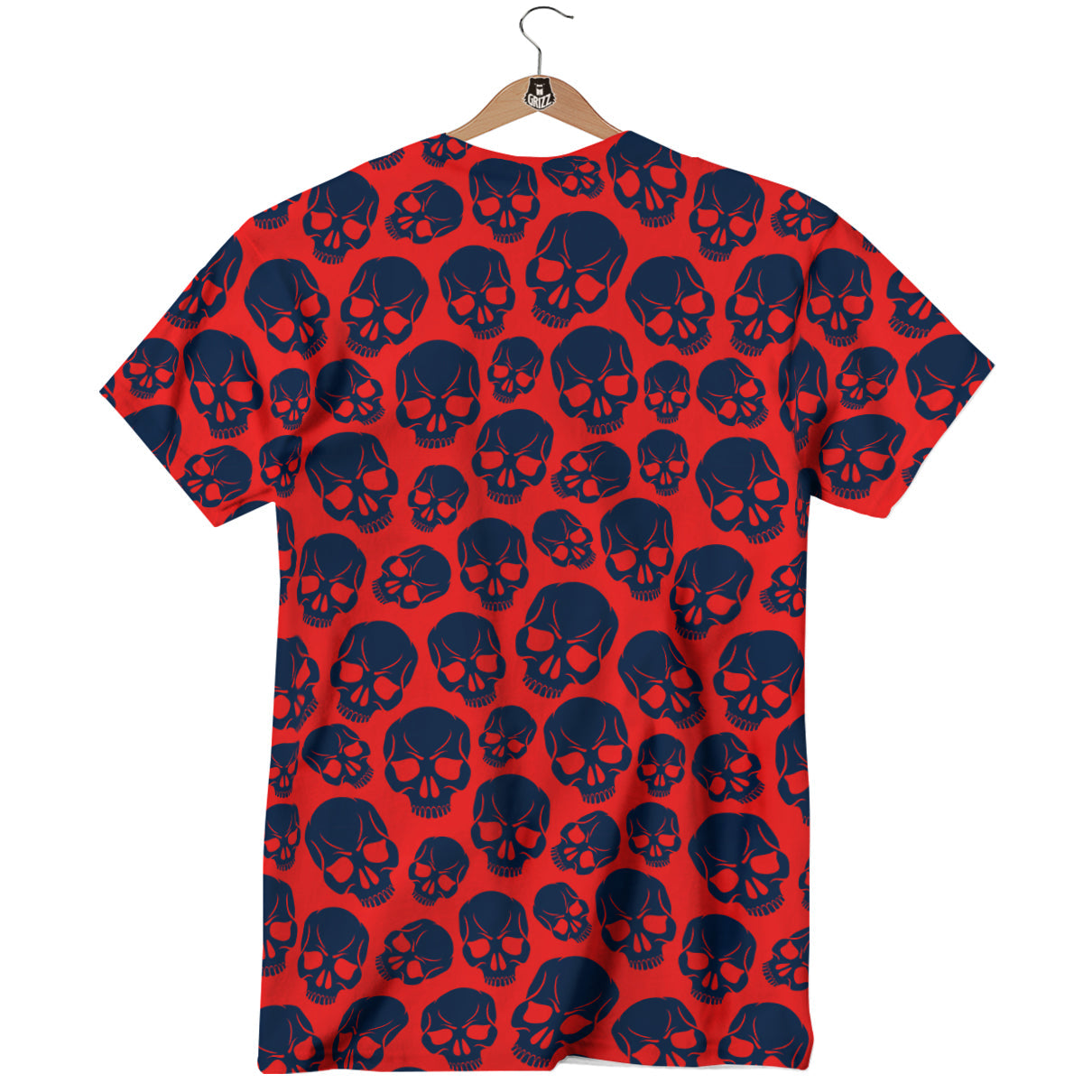 Skulls Red And Blue Hard Rock Print Pattern T-Shirt-grizzshop