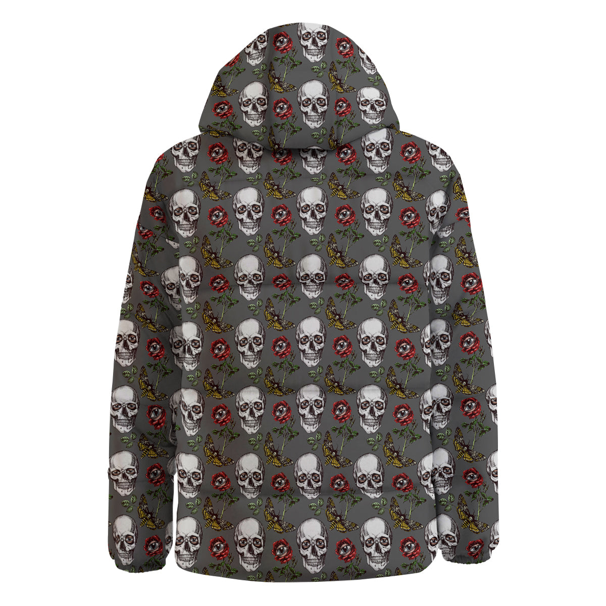 Skulls Roses Death Eyes Print Pattern Down Jacket-grizzshop