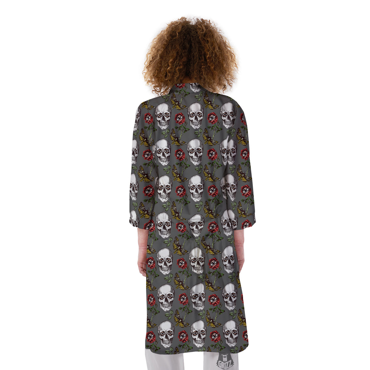 Skulls Roses Death Eyes Print Pattern Kimono-grizzshop