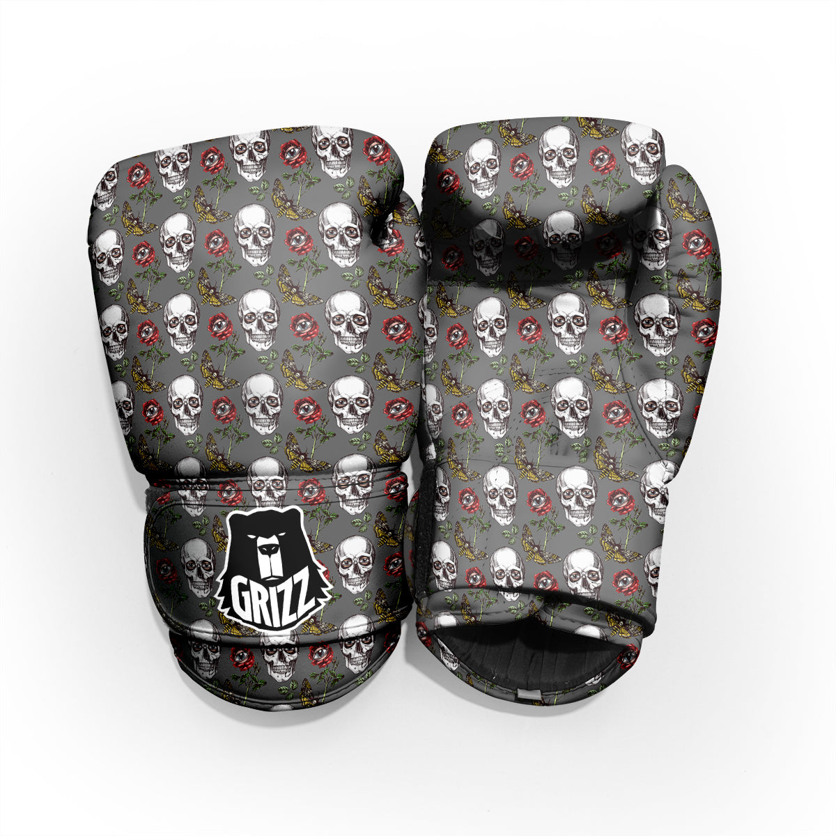 Skulls Roses Death Eyes Print Pattern Pro Boxing Glove