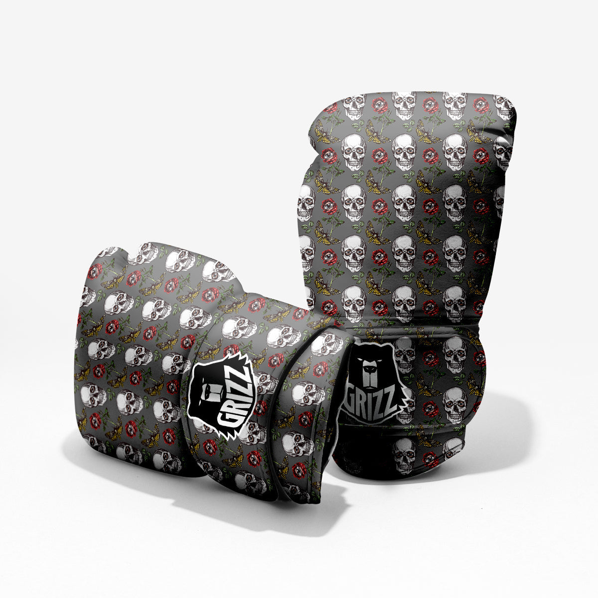 Skulls Roses Death Eyes Print Pattern Pro Boxing Glove