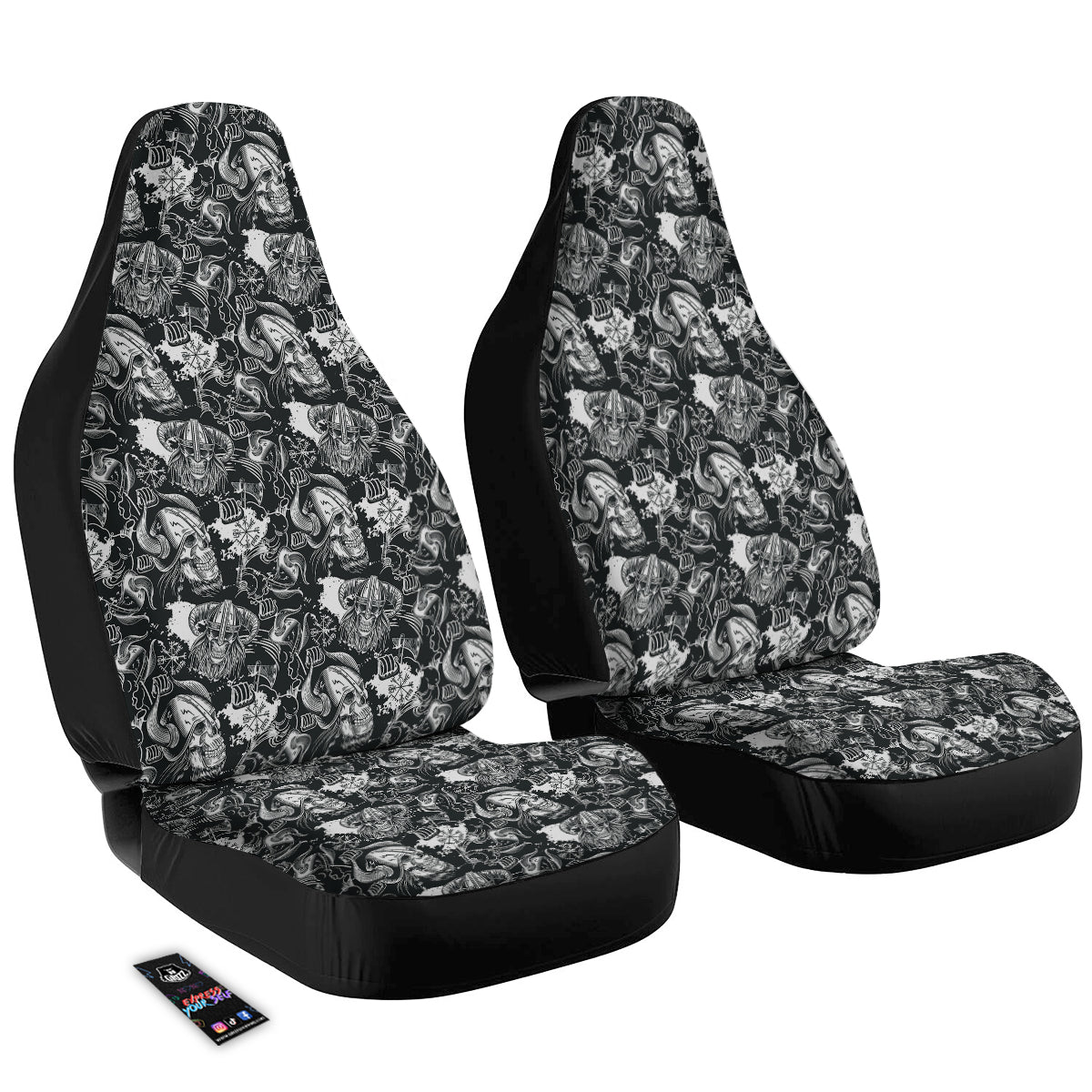 Skulls in Viking Helmets Print Pattern Car Seat Covers-grizzshop