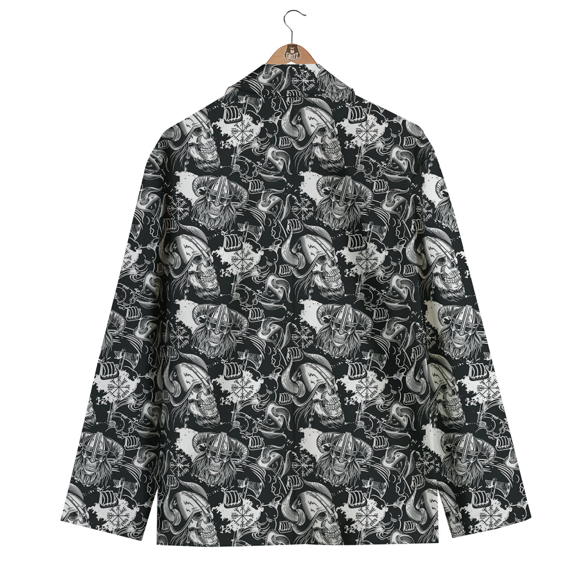 Skulls in Viking Helmets Print Pattern Men's Blazer-grizzshop