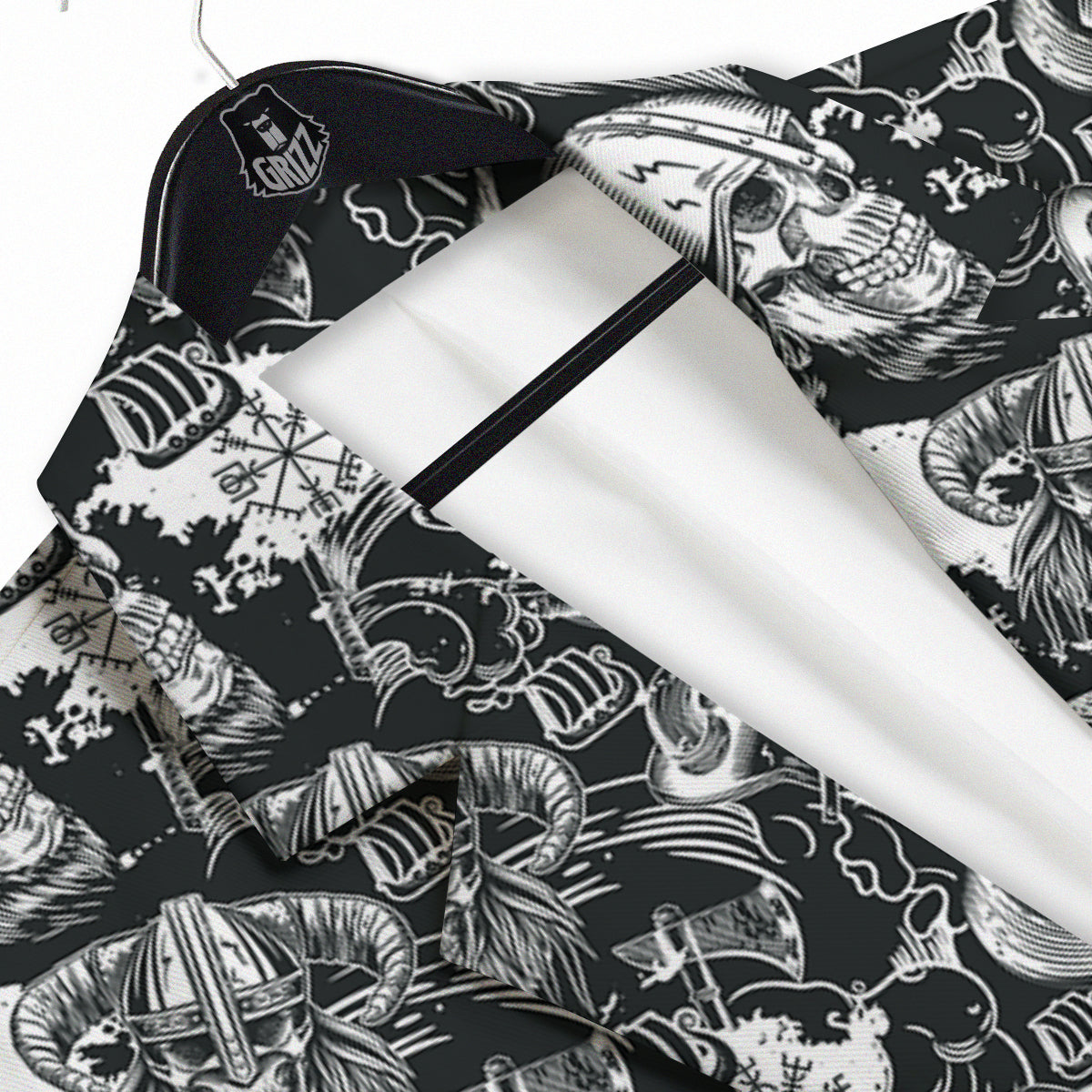 Skulls in Viking Helmets Print Pattern Men's Sport Coat-grizzshop