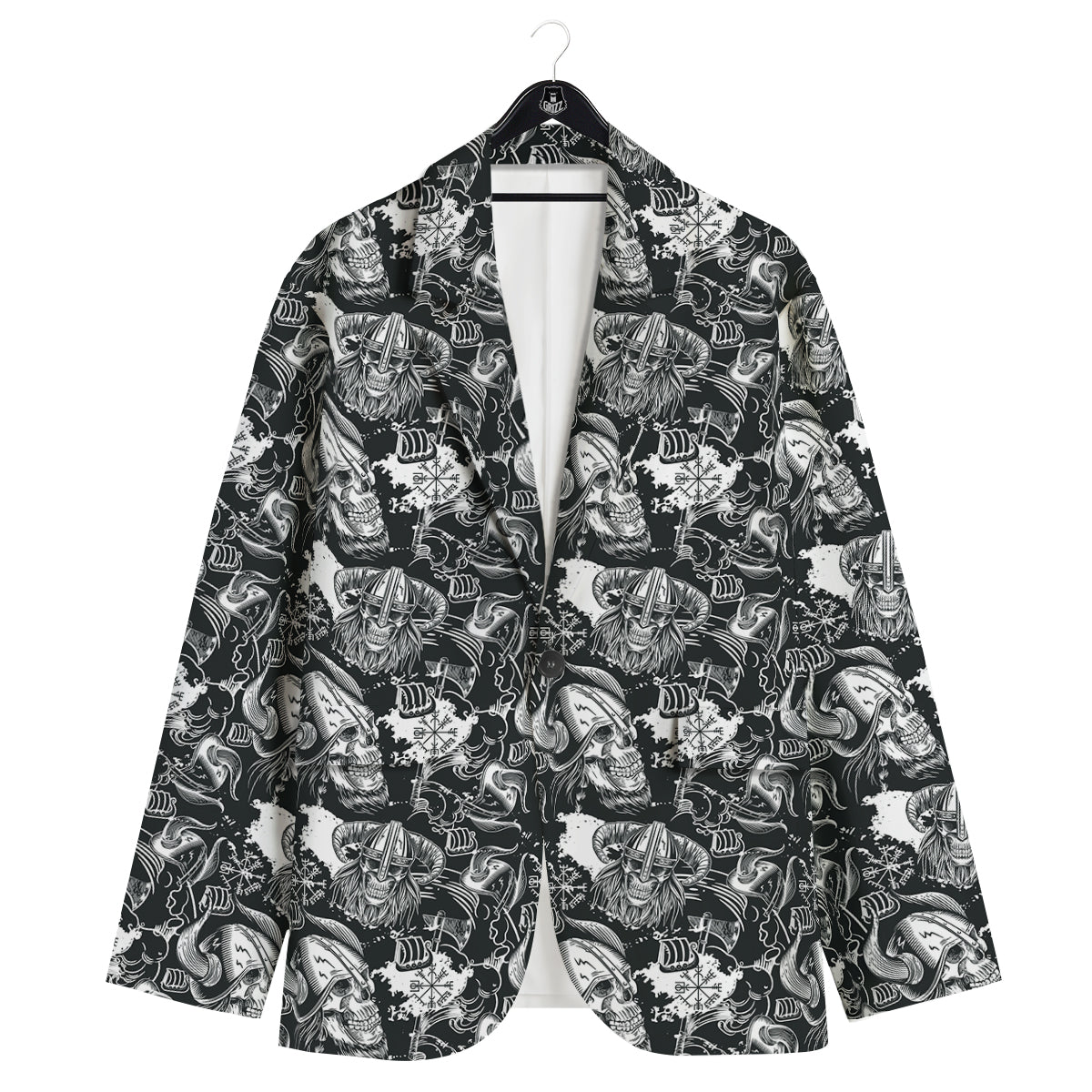 Skulls in Viking Helmets Print Pattern Men's Sport Coat-grizzshop