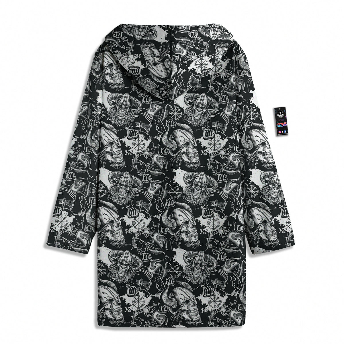 Skulls in Viking Helmets Print Pattern Men's Windbreaker Jacket-grizzshop