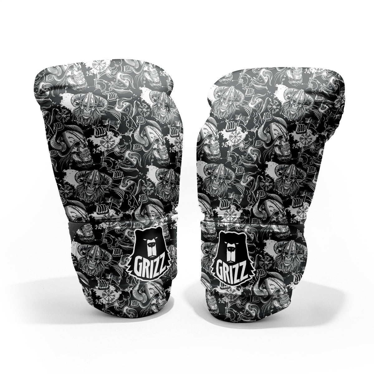 Skulls in Viking Helmets Print Pattern Pro Boxing Glove