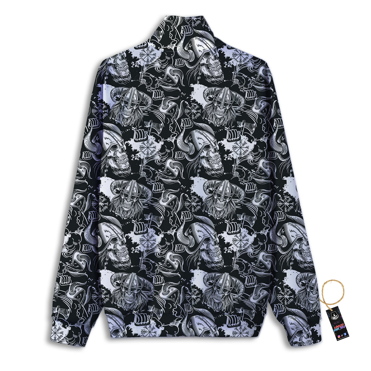 Skulls in Viking Helmets Print Pattern Track Jacket-grizzshop
