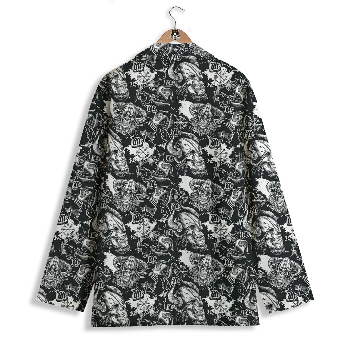 Skulls in Viking Helmets Print Pattern Women's Blazer-grizzshop