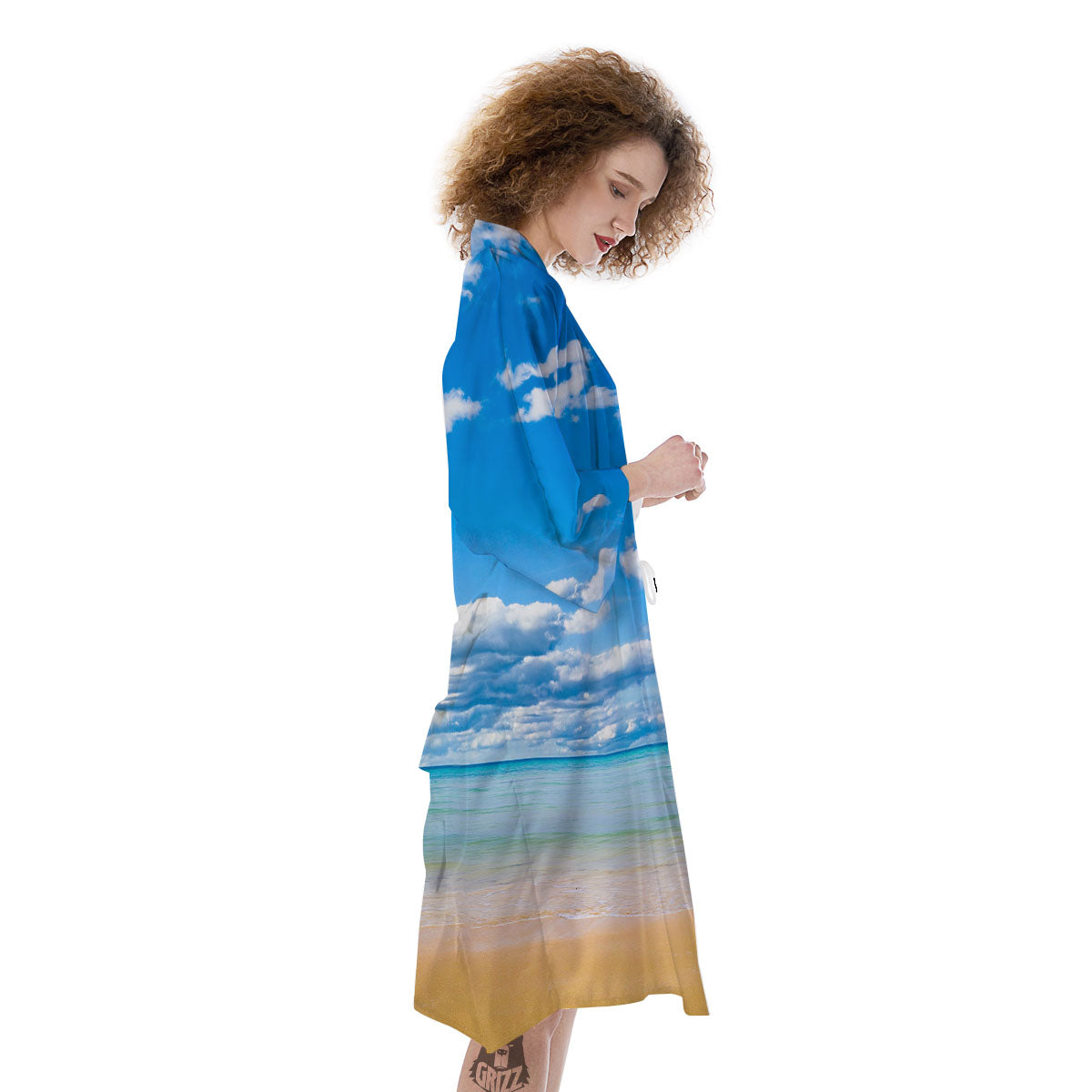 Sky And Sea Print Kimono-grizzshop