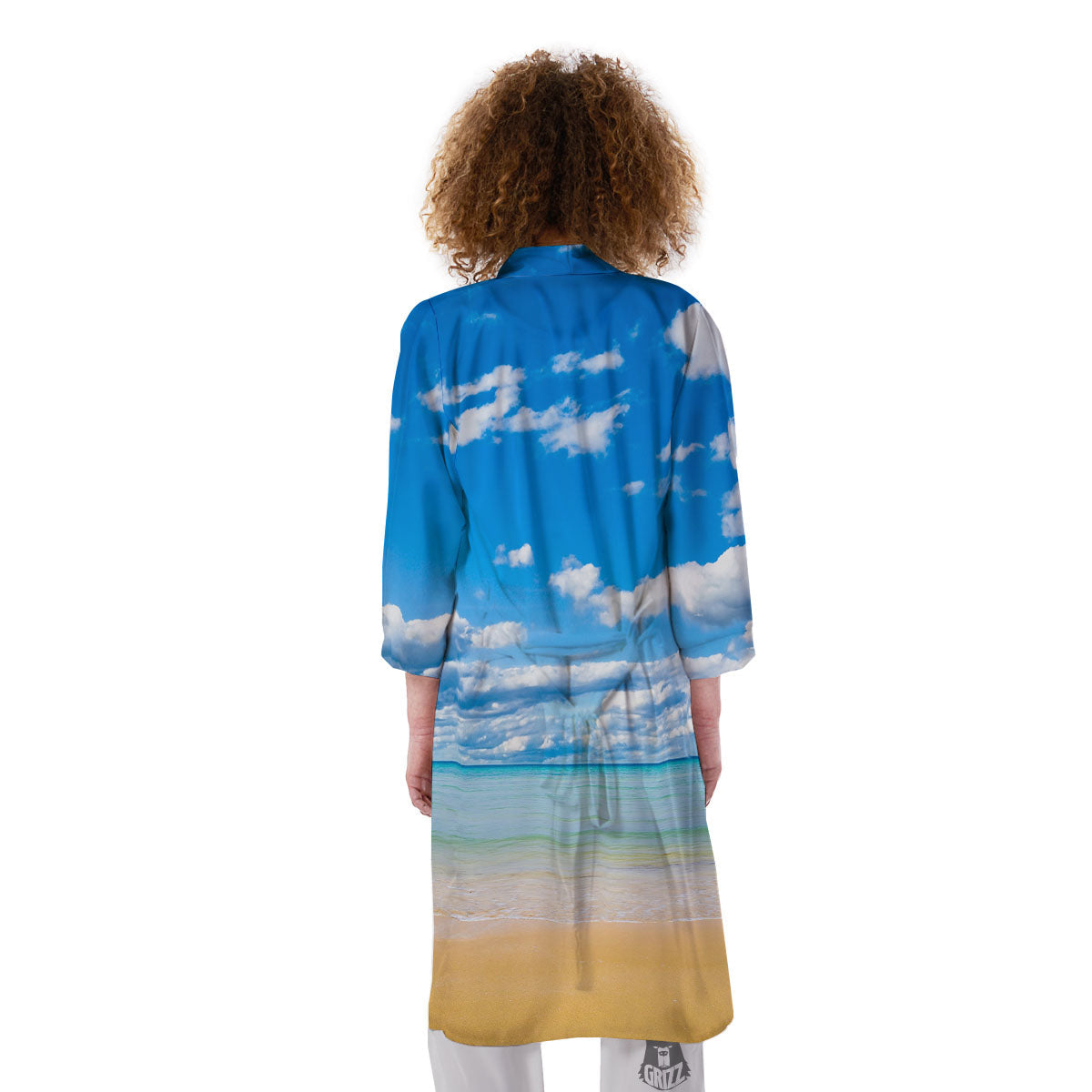 Sky And Sea Print Kimono-grizzshop