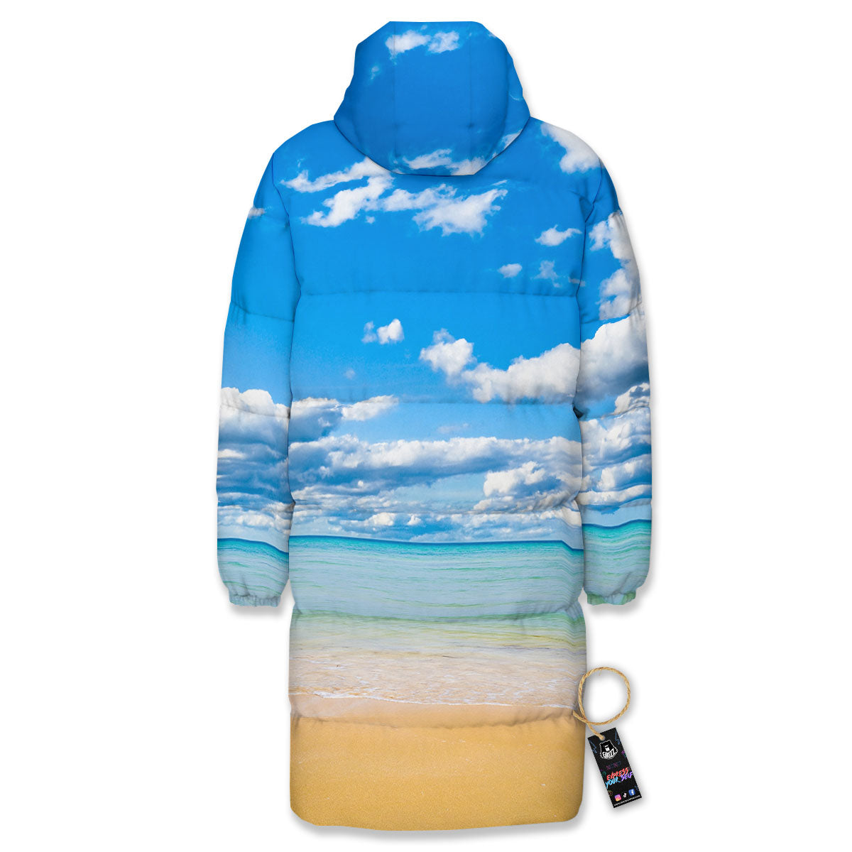 Sky And Sea Print Long Down Jacket-grizzshop