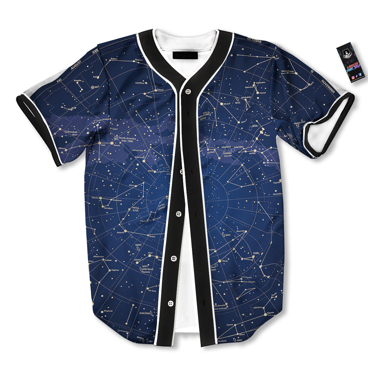 Sky Map Constellation Print Baseball Jersey-grizzshop