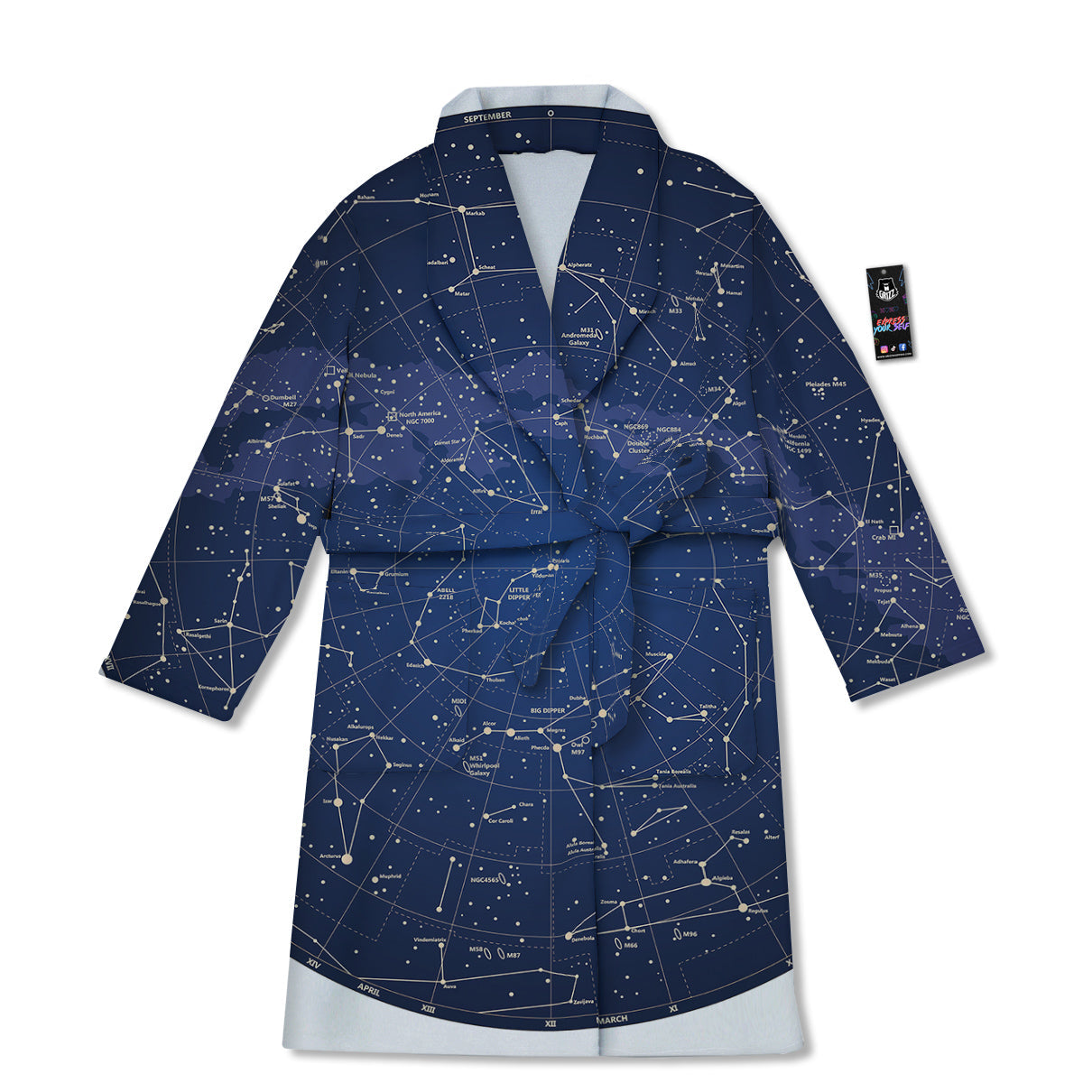 Sky Map Constellation Print Bathrobe-grizzshop