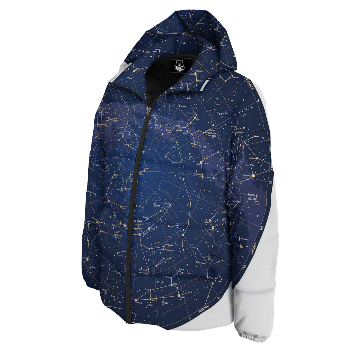 Sky Map Constellation Print Down Jacket-grizzshop