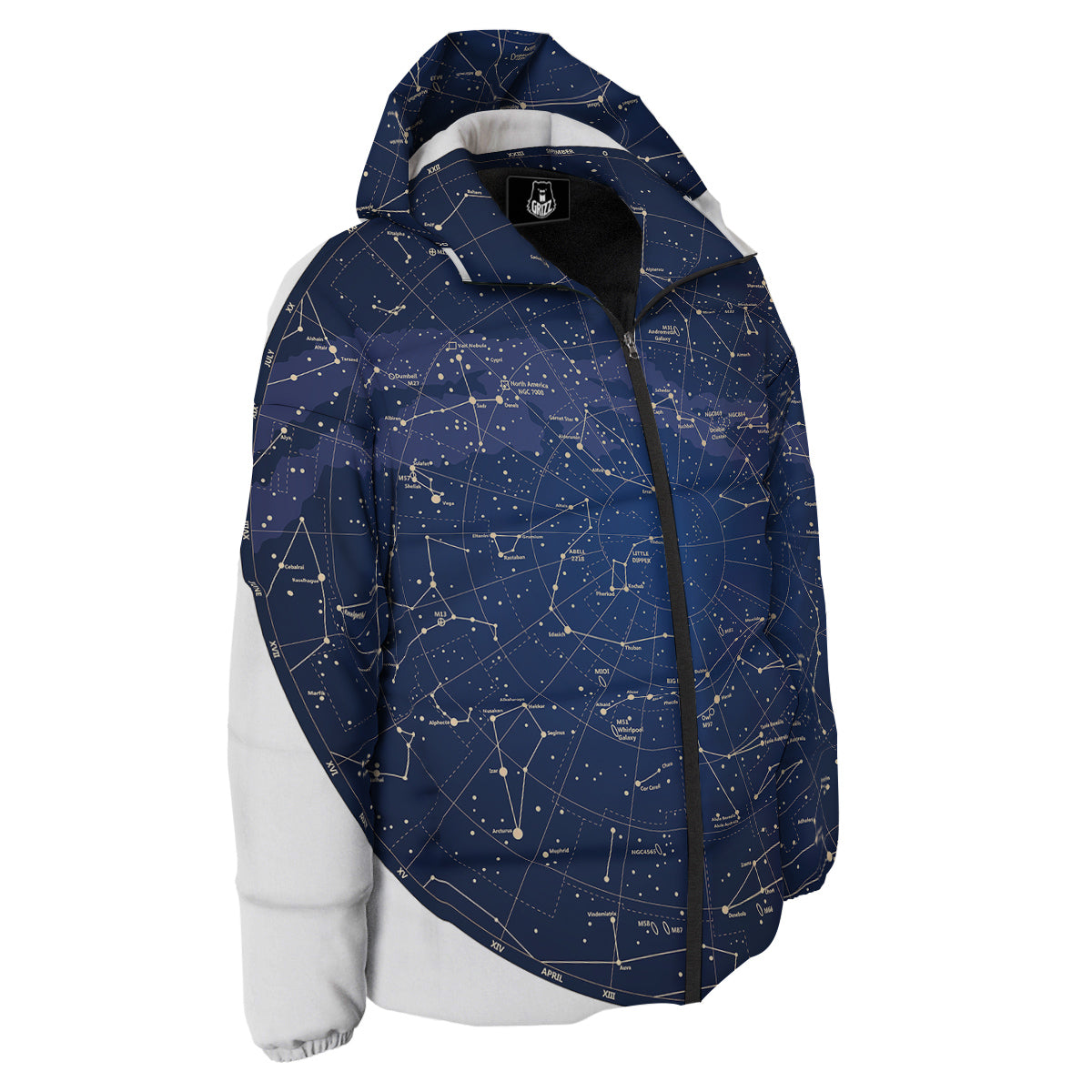 Sky Map Constellation Print Down Jacket-grizzshop