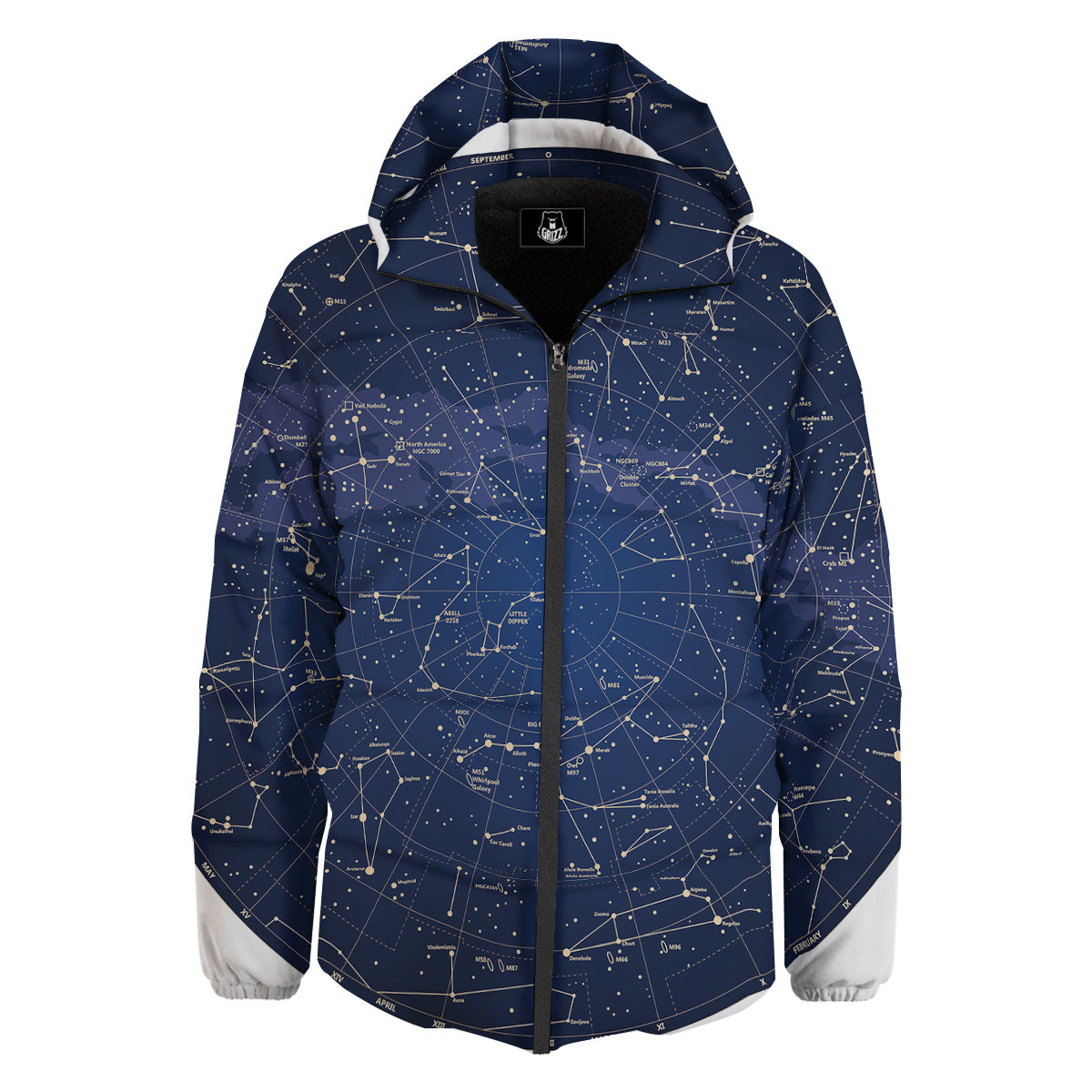Sky Map Constellation Print Down Jacket-grizzshop
