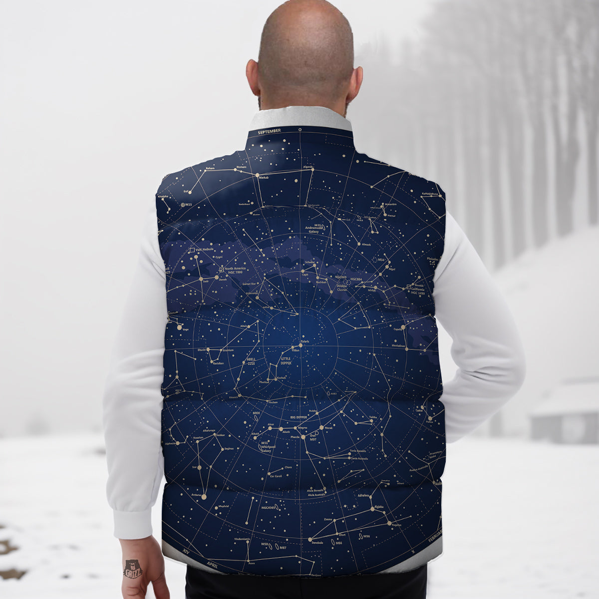 Sky Map Constellation Print Down Vest