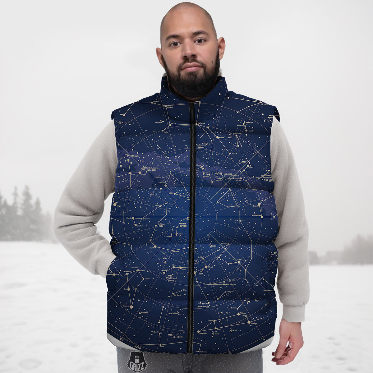 Sky Map Constellation Print Down Vest
