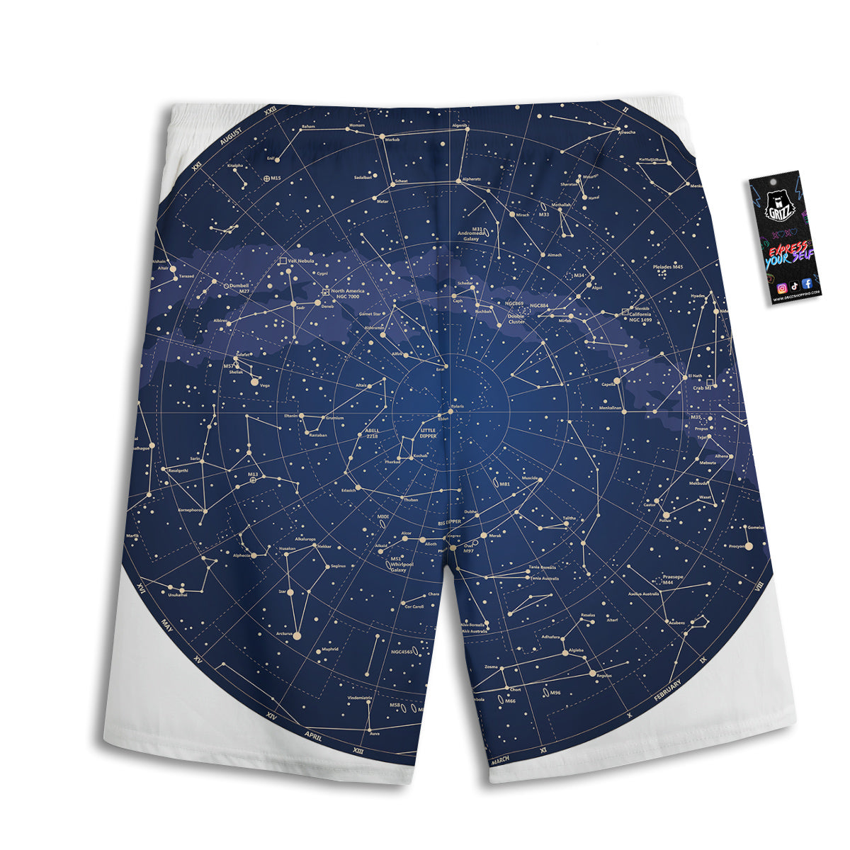 Sky Map Constellation Print Men's Athletic Shorts